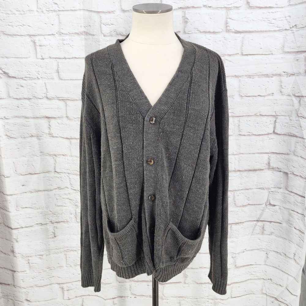 Vintage Knit‎ Cardigan Grandpa Sweater Retro Academia Pockets *Flaws* Medium